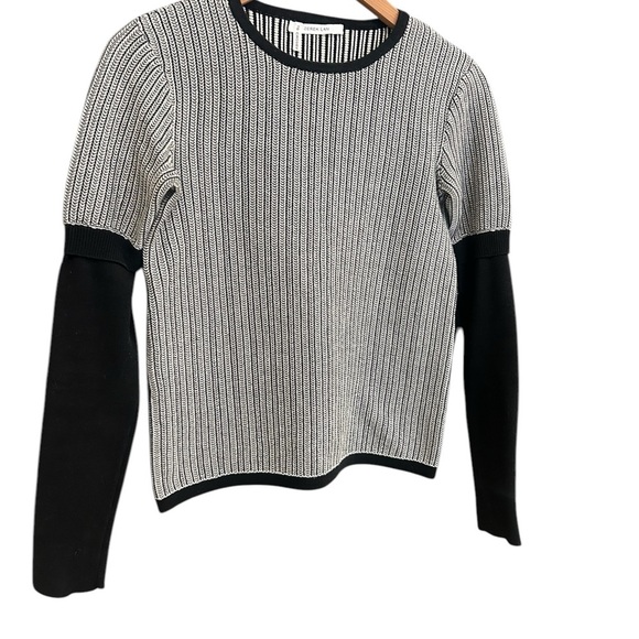 Derek Lam size M herringbone knit cotton sweater GUC Black and White - Picture 2 of 14